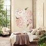 Pink Peony Floral Bouqets with Green Leaves Wall Decal Sticker