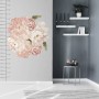 Pink Peony Floral Bouqets with Green Leaves Wall Decal Sticker