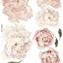 Pink Peony Floral Bouqets with Green Leaves Wall Decal Sticker
