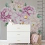 Watercolor Pink White Floral Bouqets with Green Leaf Wall Decal Sticker