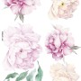 Watercolor Pink White Floral Bouqets with Green Leaf Wall Decal Sticker