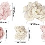 Nursery Pink White Peony Floral Bouquets Wall Decal Sticker