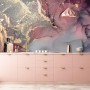 Blue Gold Look Marble with Splash Wallpaper Mural