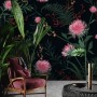 Pink Dandelion and Dark Landscape Wallpaper Mural