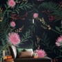 Pink Dandelion and Dark Landscape Wallpaper Mural