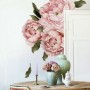 Pink Peony Florals with Green Leaf Wall Decal Sticker