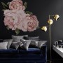 Pink Peony Florals with Green Leaf Wall Decal Sticker