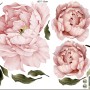Pink Peony Florals with Green Leaf Wall Decal Sticker