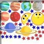 Colorful Planets and Happy Sun with Stars Wall Decal Sticker