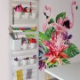 Tropical Protea Floral with Flamingo Wall Decal Sticker
