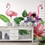 Tropical Protea Floral with Flamingo Wall Decal Sticker