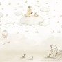 Rabbits on the Clouds and Empty Cages Wallpaper Mural