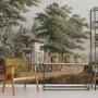 Vintage Rural Landscape with Village Folk Wallpaper Mural