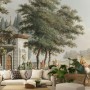 Vintage Rural Landscape with Village Folk Wallpaper Mural