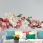 Vintage Red White Peony and Rose Floral Bouqets Wall Decal Sticker
