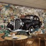 Retro Classic Car with Graffiti Wallpaper Mural