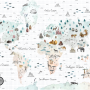 Kids Map with Little Animals Wallpaper Mural
