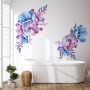 Watercolor Pink Blue Gardenia Floral Bouqets Wall Decal Sticker