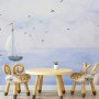 Watercolor Lighthouse and Sailboat Wallpaper Mural
