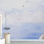Watercolor Lighthouse and Sailboat Wallpaper Mural