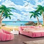 Sea Landscape and Palm Tree Wallpaper Mural