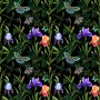 Dark Purple Flowers with Butterflies Wallpaper Mural