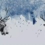 Snow Landscape with Horned Deer Wallpaper Mural