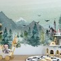 Watercolor Winter Landscape and Fox Wallpaper Mural