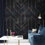 Art Deco with Gold Faux Lines Geometric Art Deco Wallpaper Mural