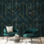 Art Deco with Gold Faux Lines Geometric Art Deco Wallpaper Mural