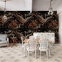 Crane Birds and Flowers with Golden Cage Wallpaper Mural