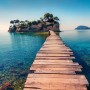 Realistic Sea Landscape with Wood Bridge Wallpaper Mural