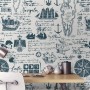 Inked Traveler Map Wallpaper Mural for Children