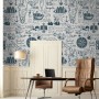 Inked Traveler Map Wallpaper Mural for Children