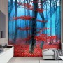 Autumn Forest with Red Leaves Landscape Wallpaper Mural