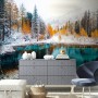 Winter Lake Landscape with Pine Forest Wallpaper Mural