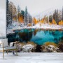 Winter Lake Landscape with Pine Forest Wallpaper Mural