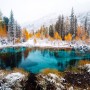 Winter Lake Landscape with Pine Forest Wallpaper Mural