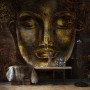 Buddhist Art Gold Style 3D Look Buddha Wallpaper Mural