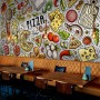 Cartoon Colorful Fast Foods and Pizza Wallpaper Mural