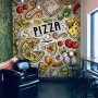 Cartoon Colorful Fast Foods and Pizza Wallpaper Mural