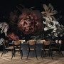 Dark Floral Bouquet with Red Peony and Lily Wallpaper Mural