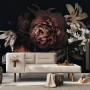 Dark Floral Bouquet with Red Peony and Lily Wallpaper Mural