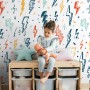 Kids Lightning Bolt Pattern Wallpaper Mural