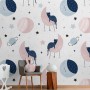 Cute Sleeping Cat on the Moon Wallpaper Mural