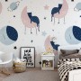 Cute Sleeping Cat on the Moon Wallpaper Mural