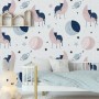 Cute Sleeping Cat on the Moon Wallpaper Mural
