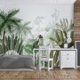 Tropical Cartoon Palm Tree and Banana Leaves Wallpaper Mural