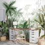 Tropical Cartoon Palm Tree and Banana Leaves Wallpaper Mural