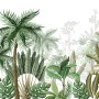 Tropical Cartoon Palm Tree and Banana Leaves Wallpaper Mural